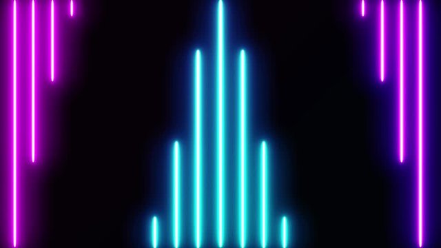 Abstract light neon frame on black background. laser show looped animation . 4K video