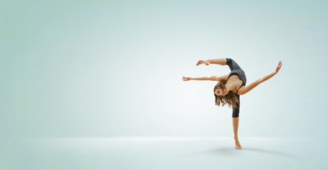 Gymnast girl in jump Mixed media