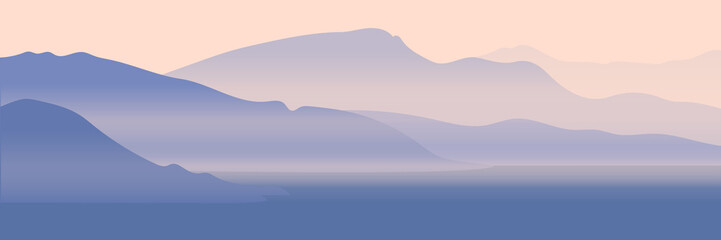 Fototapeta premium Fantasy on the theme of the evening landscape, sunset in the mountains, EPS10