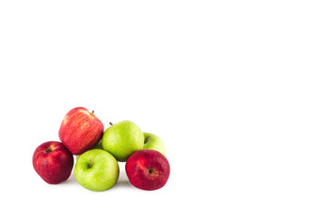 fresh green apple and  ripe red apple on white background fruit agriculture food isolated