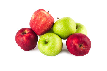 Naklejka na ściany i meble green apple and red apple ( malus domestica ) on white background fruit agriculture food isolated