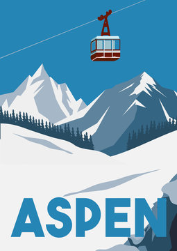 Aspen Colorado Vector Illustration Background