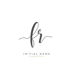  Handwritten initial letter F R FR for identity and logo. Vector logo template with handwriting and signature style.