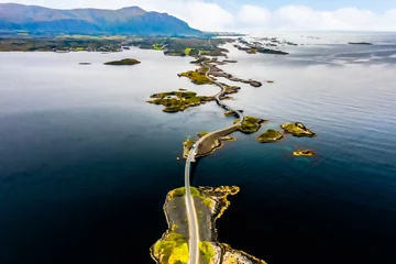 Aerial drone shot of the world famous Atlantic Road.