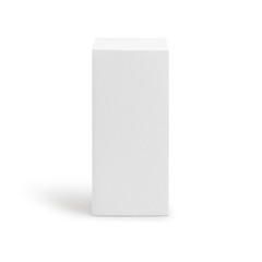 White box tall shape product packaging in front view isolated on white background with clipping path.