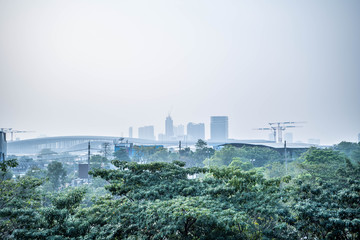 Fototapeta na wymiar PM 2.5 dust in the atmosphere in the city. 