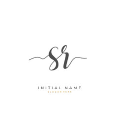 Handwritten initial letter S R SR for identity and logo. Vector logo template with handwriting and signature style.