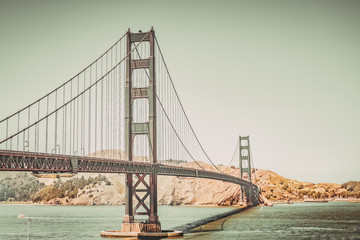Vintage retro effect filtered hipster style image of Golden Gate Bridge in San Francisco, California, USA
