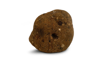 Conglomerate isolated on white background. Conglomerateis a sedimentary rock formed from rounded...