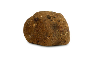 Conglomerate isolated on white background. Conglomerateis a sedimentary rock formed from rounded...