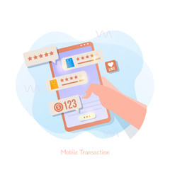 Hand holding smartphone for mobile transaction