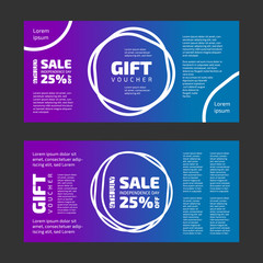 Gift voucher vector set with color background