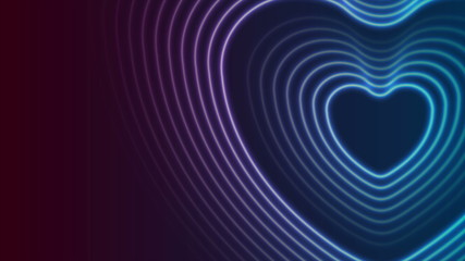 Neon glowing laser heart shape abstract background
