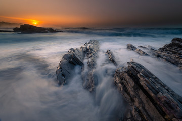Sunset at Bidart's beach next to Biarritz, Basque Country.	