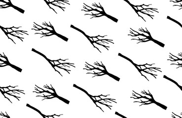 Seamless pattern of bare branches tree. Vector illustration