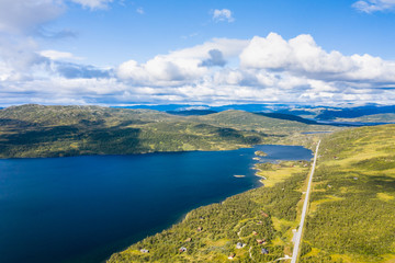 Aerial View of Bykleheivegen near Sessvatnet lake in norway