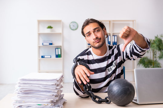 Young Employee Feeling Like Prisoner At Work