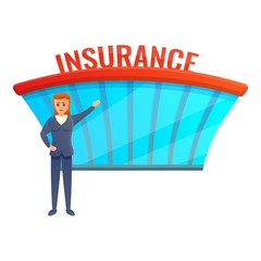 Insurance office building icon. Cartoon of insurance office building vector icon for web design isolated on white background