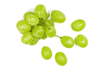 Fresh green grape isolated on white background.