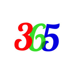 Number 365 Logo Design. 365 day in year. Happy new year