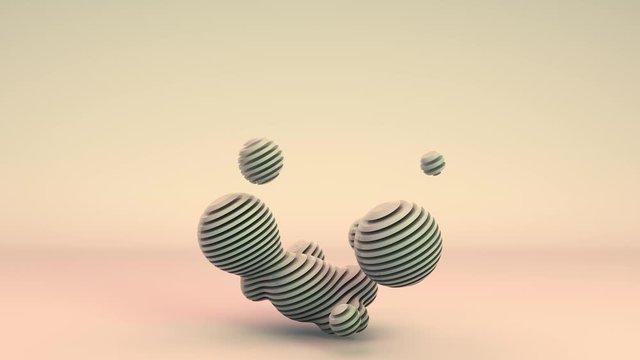 3D animation of an interesting shape, drops cut by a set of lines, planes. Drops jump in space and play, changing shape. 3D Wallpaper, screensaver on your desktop.