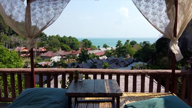 Relaxing bamboo stand with Railey beach views in Thailand