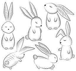 Fototapeta premium Set of rabbit illustration isolated on white background. Vector stock picture