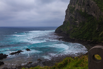 Amazing Nature beautiful landscape view of SeongSan Ilchulbong (Volcanic Cone) in Jeju Island, South Korea
