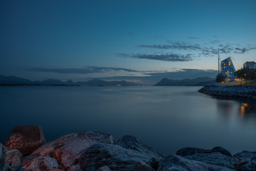 View of Midfjord sunset in Molde Norway