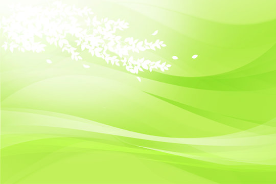 新緑をイメージした葉のシルエット（背景はライトグリーンのウェーブパターン）