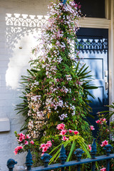 A beautiful door of a traditional house in Melbourne with shallow of fence on the wall