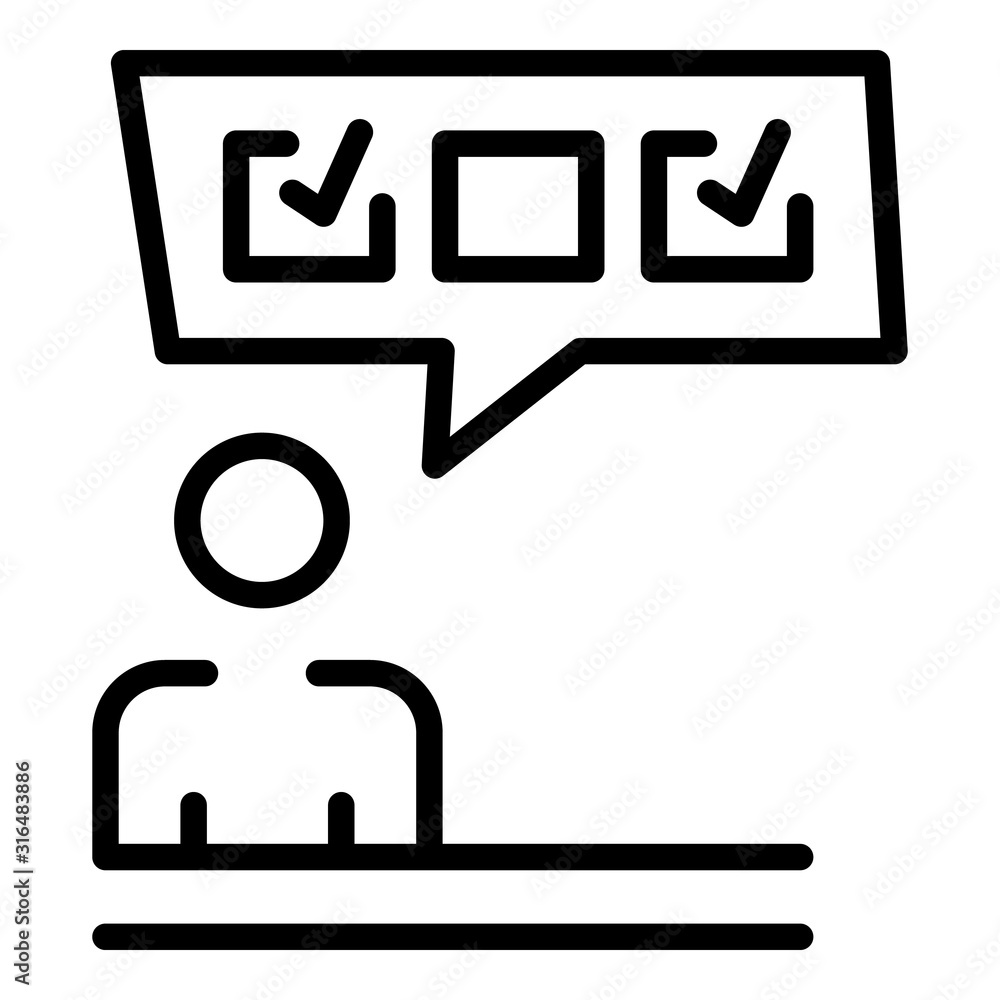 Poster man vote poll icon. outline man vote poll vector icon for web design isolated on white background