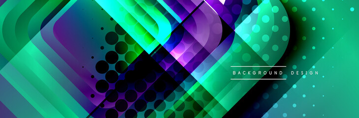 Fototapeta premium Round squares shapes composition geometric abstract background. Vector Illustration