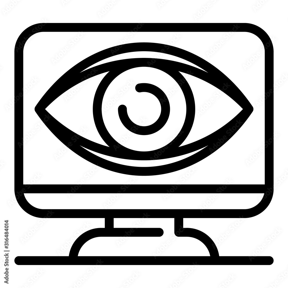 Poster big eye on monitor icon. outline big eye on monitor vector icon for web design isolated on white bac