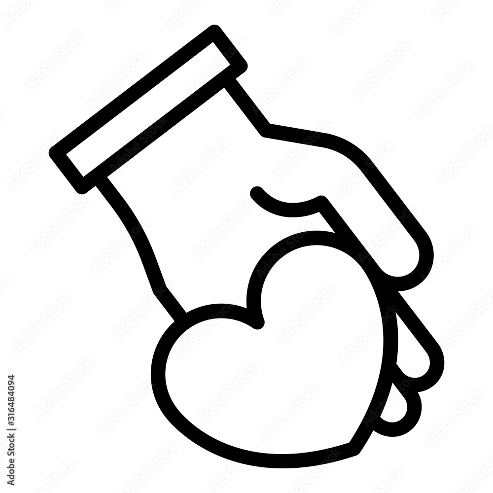 Poster hand keep heart icon. outline hand keep heart vector icon for web design isolated on white backgroun