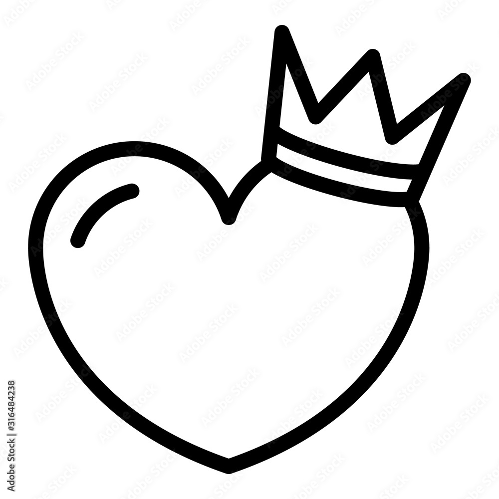 Poster crown on heart icon. outline crown on heart vector icon for web design isolated on white background