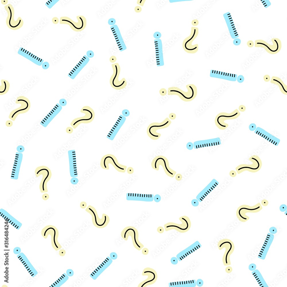 Fototapete seamless pattern with randomly scattered exclamation mark and question mark on a white background. c