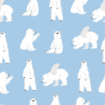 Watercolor winter background with polar bear.Vector illustration seamless pattern for background,wallpaper,frabic.Editable element
