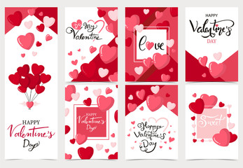 Fototapeta na wymiar Collection of valentine’s day background set with heart,balloon.Editable vector illustration for website, invitation,postcard and sticker.Wording include be my valentine