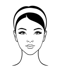 Beautiful female face of an asian girl. Portrait after cosmetic procedures.