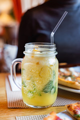 summer lemonade with fruits and mint