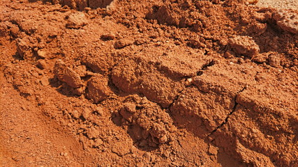Old mining Red surface land like canyon dry hill material 