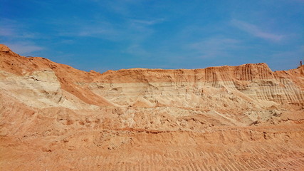 Old mining Red surface land like canyon dry hill material 