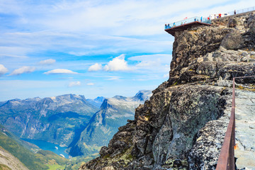 Fototapeta premium Mountains landscape with Dalsnibba viewpoint, Norway