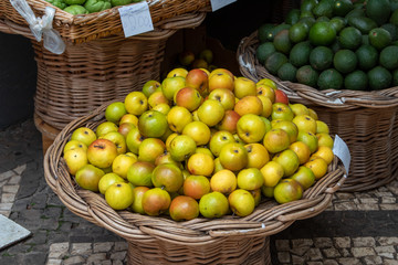 fresh fruit apple in basket at the local fruit market Madeira