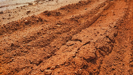 Old mining Red surface land like canyon dry hill material 