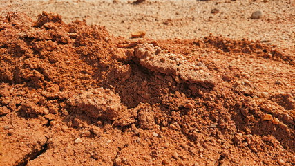 Old mining Red surface land like canyon dry hill material 