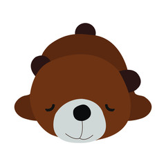 The brown bear is sleeping happily. Isolated on white background.