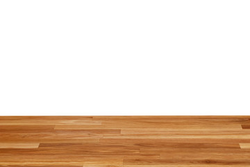 light brown wooden planks as a wood table or parquet floor in perspective, isolated on white.