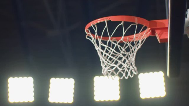 Professional Basketball Player Making Slam Dunk - 4k slow motion crane shot